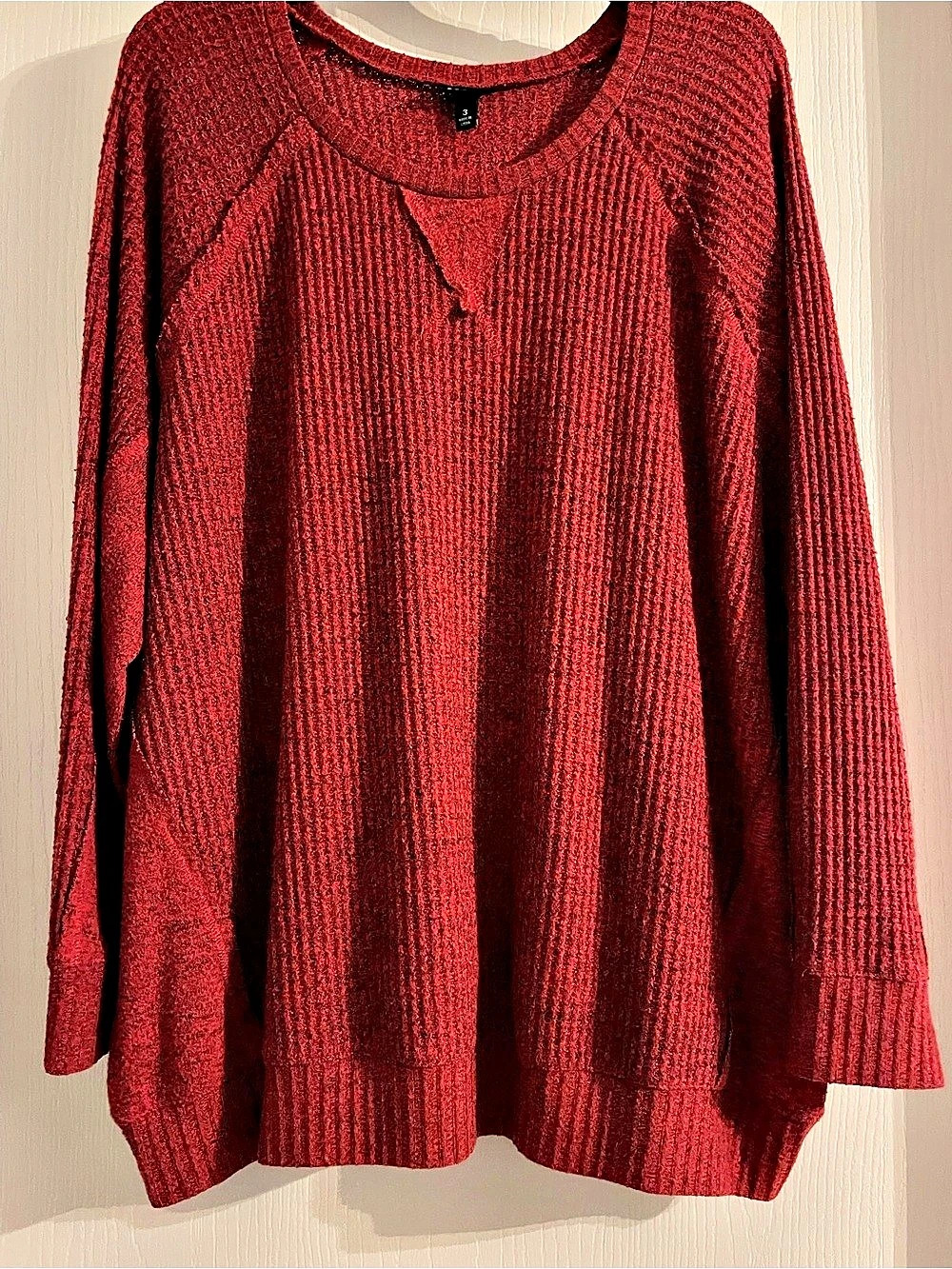 Torrid Brushed Waffle Raglan Sweatshirt Red Size 3